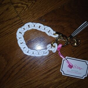 Lilly Pulitzer White and Gold Keychain